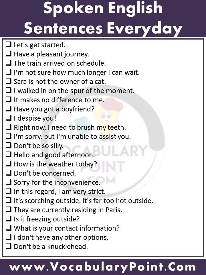 Spoken English Sentences Everyday Download PDF Vocabulary Point