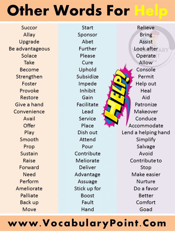 Other Words For Help And Support Vocabulary Point