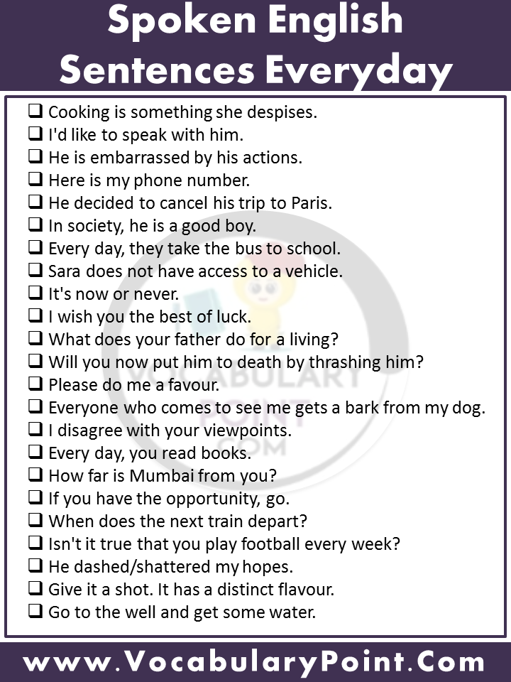 english speaking sentences in daily life pdf