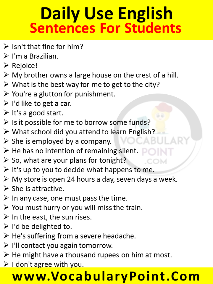 daily use english sentences for students pdf
