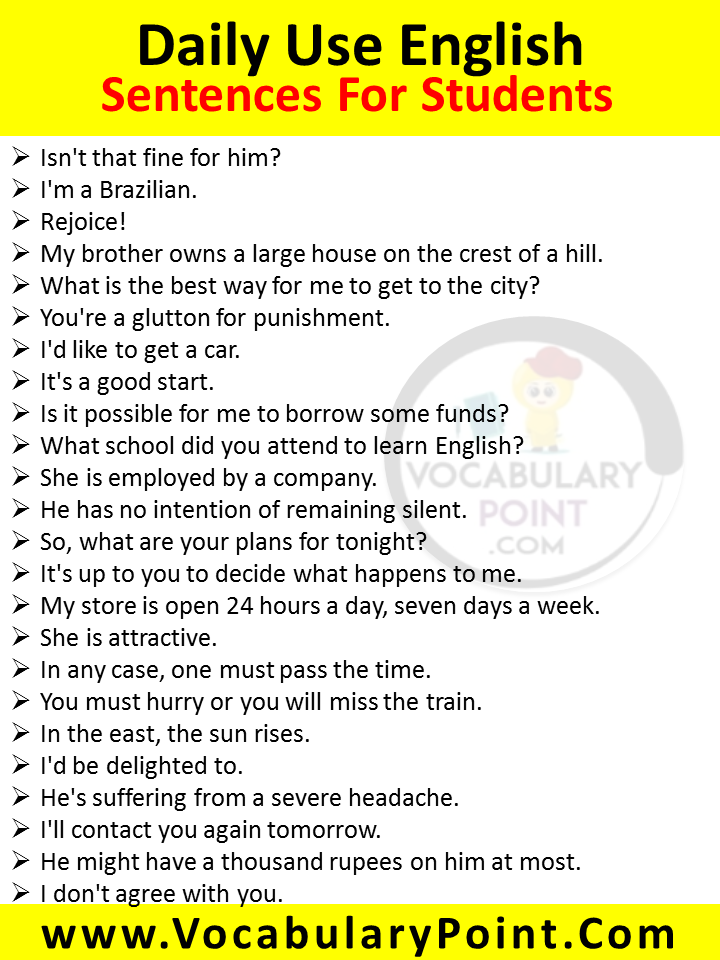 Simple Sentences For Students In English