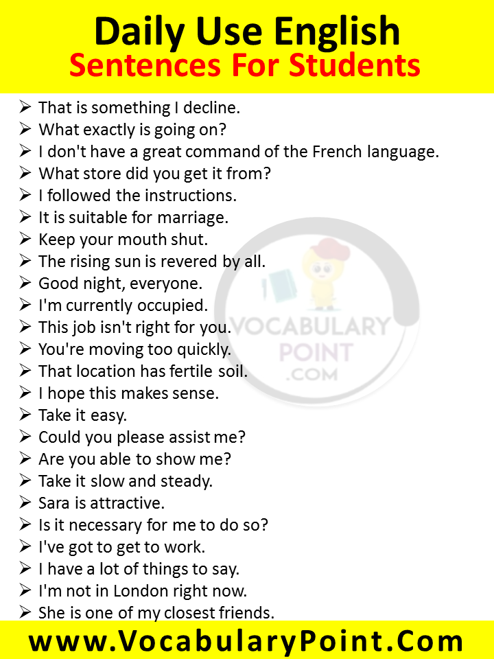 daily use sentences for students