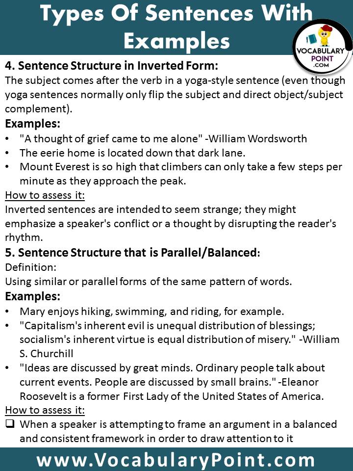 types of sentence with example
