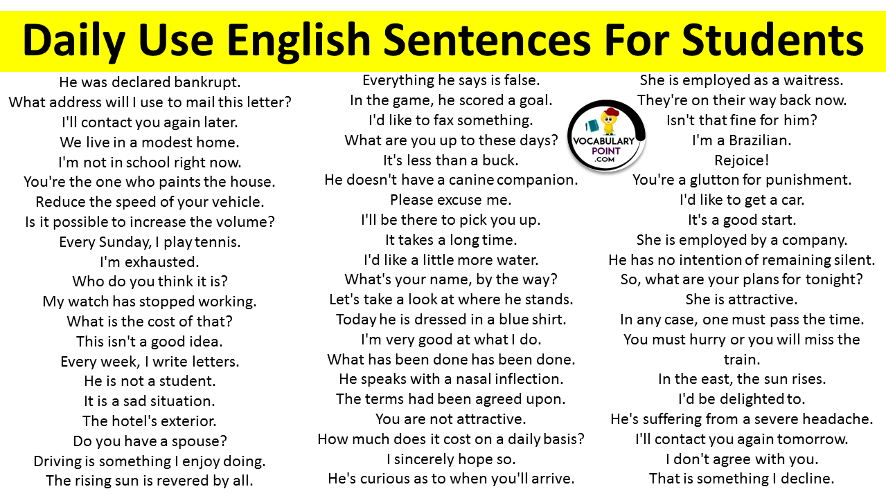 daily use english sentences for students