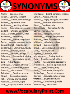 200 Synonyms For Competitive Exams | Download PDF - Vocabulary Point