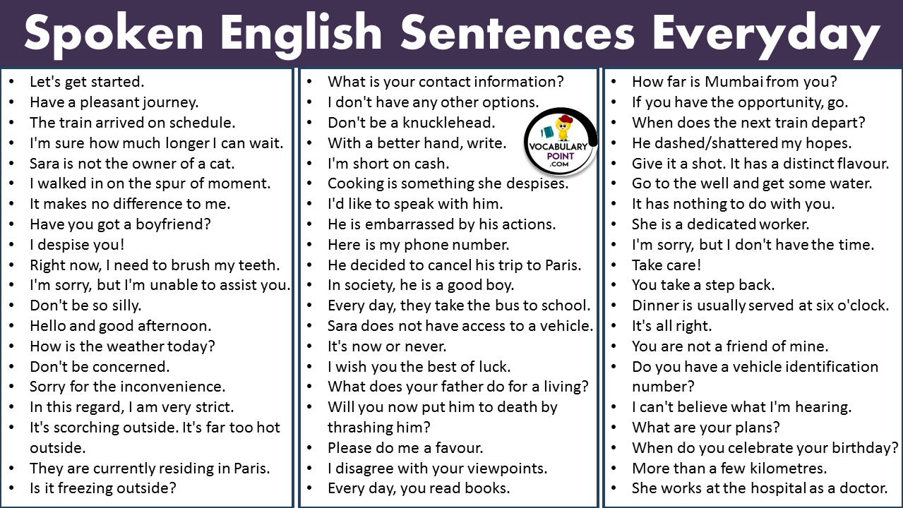 spoken english sentences everyday