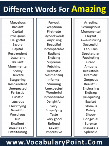 Different Words For Amazing | Download pdf - Vocabulary Point