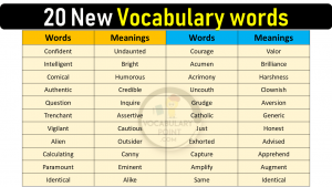 20 New Vocabulary Words With Meanings - Vocabulary Point