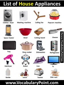 500+ Best House Appliances List - Vocabulary Point