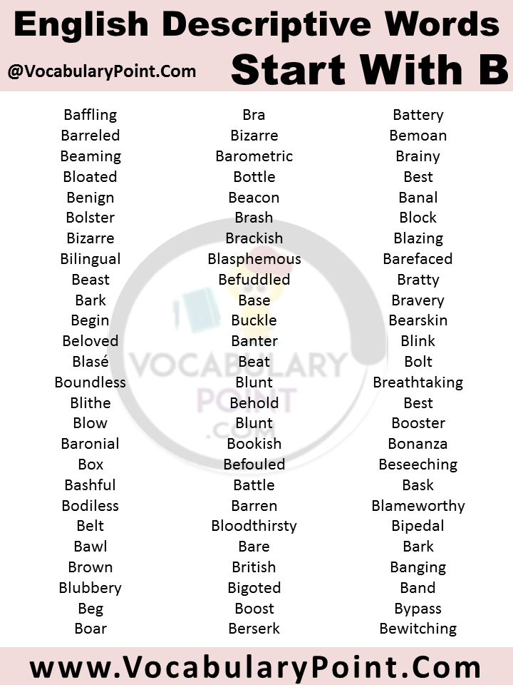 english descriptive words that start with b