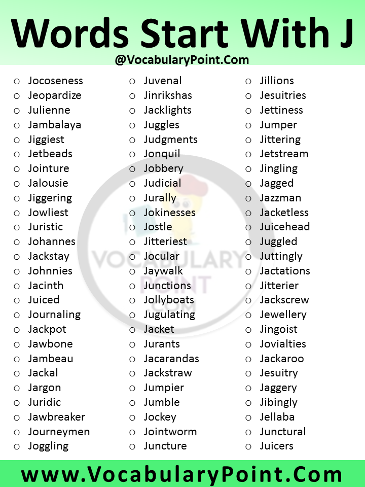 1000+ Words Start With J in English - Vocabulary Point