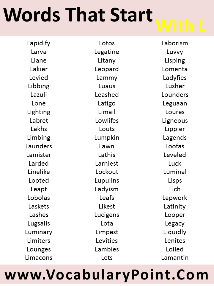 list of words that start with l