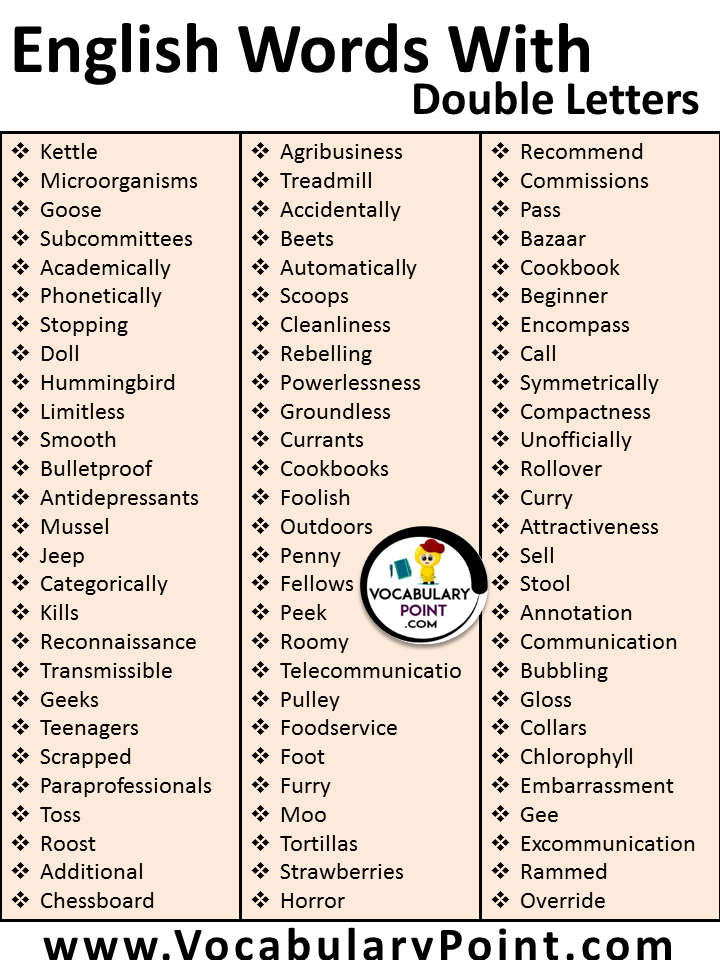 list of words with double letters