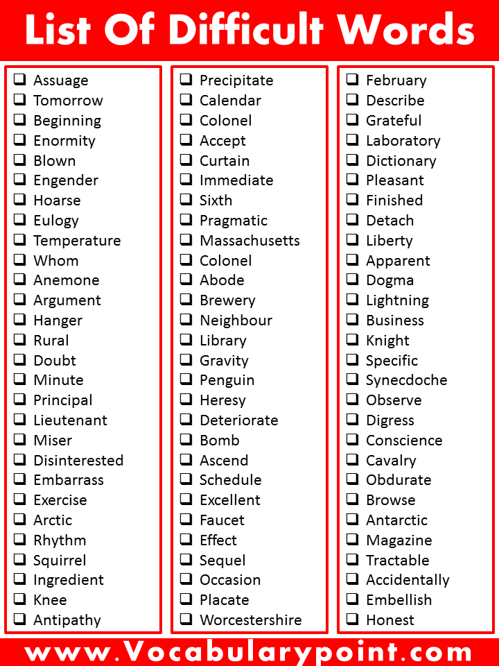 400 difficult words in english
