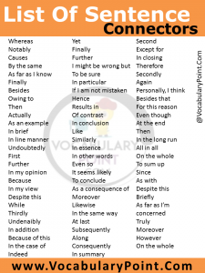 List of Sentence Connectors in English - Vocabulary Point
