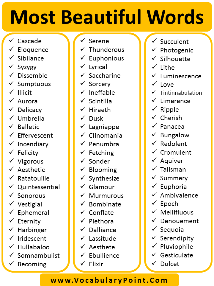 Most Beautiful Words In English Language Vocabulary Point