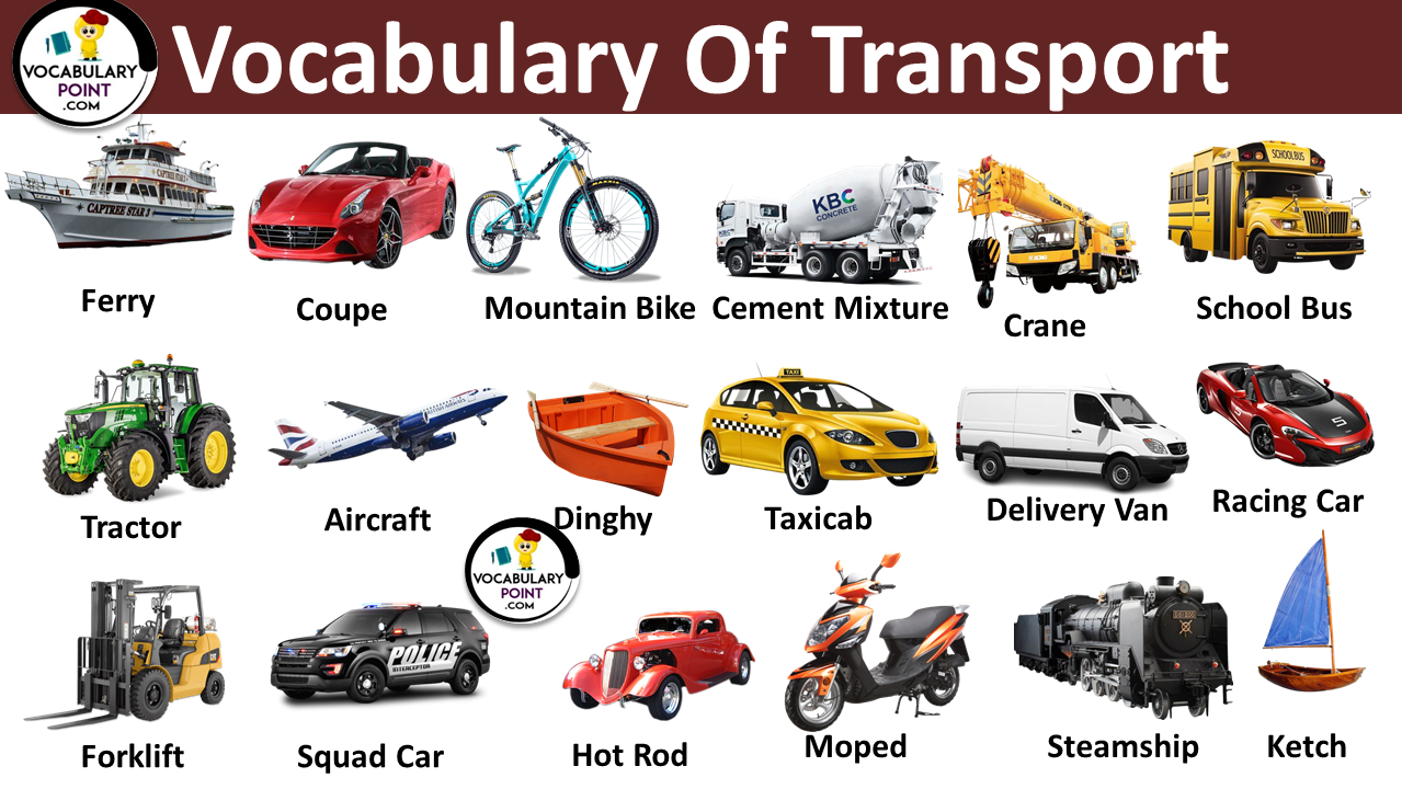 Transport Vocabulary Words with Picture in English