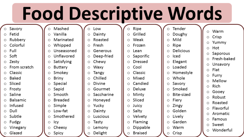 Words Used To Describe Smell Of Food