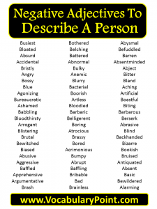 Negative Adjectives To Describe A Person - Vocabulary Point