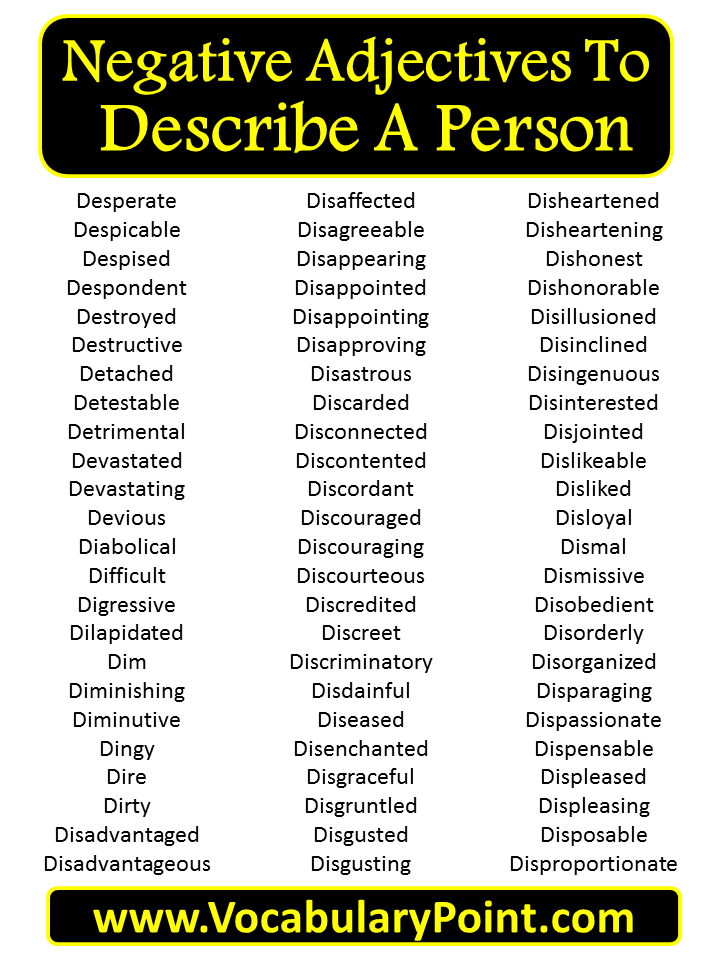 negative adjectives to describe someone