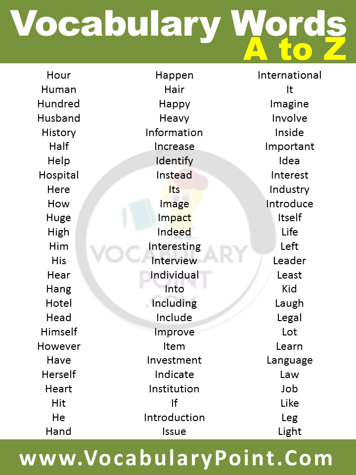 English Vocabulary Words A To Z (Download PDF) - Vocabulary Point