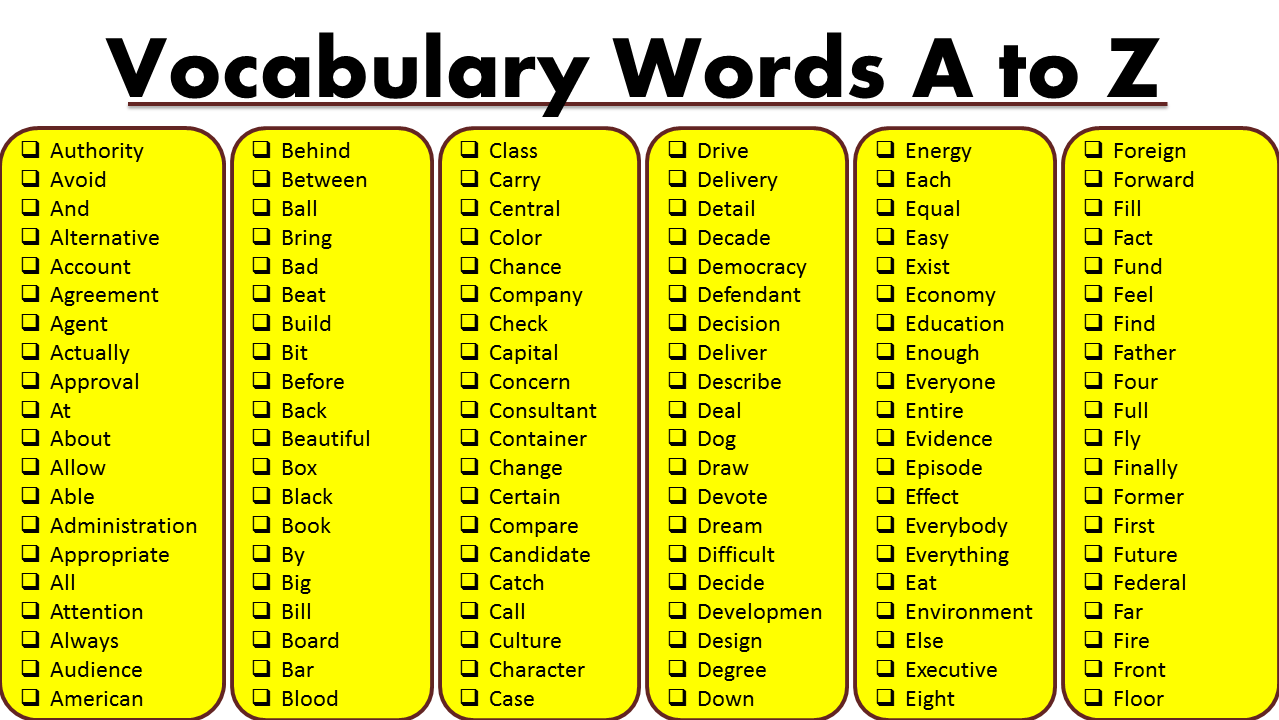 words spelled alphabetically