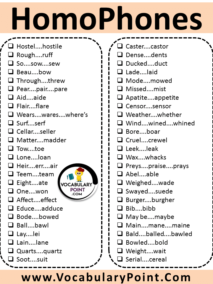 homophones examples