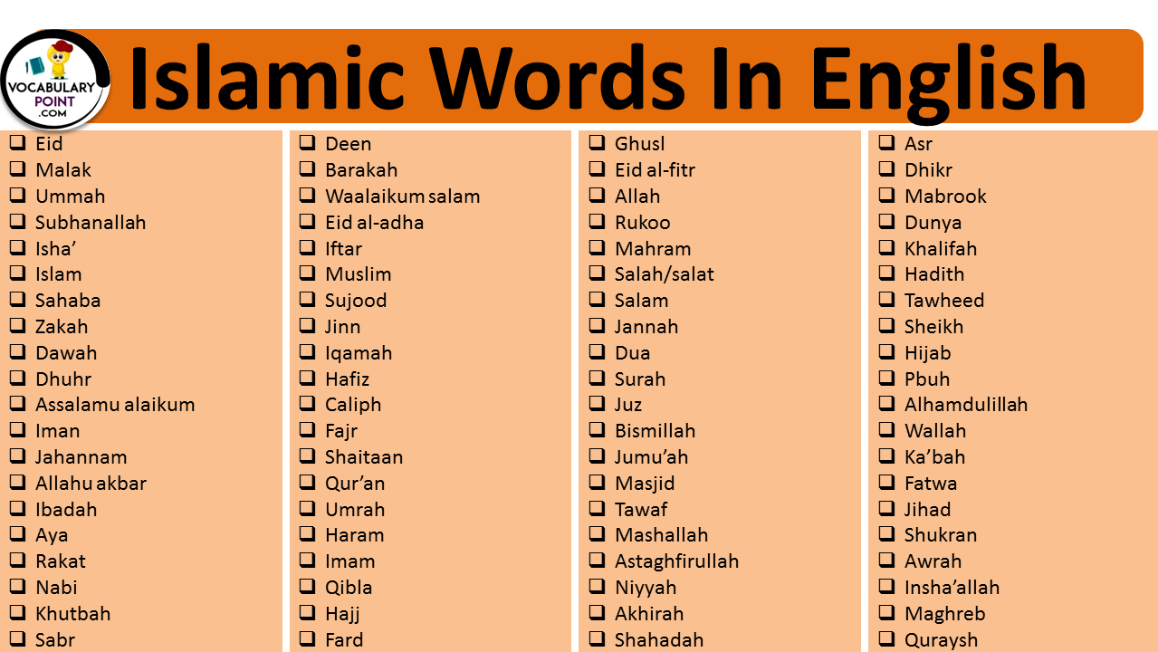 islamic words in english