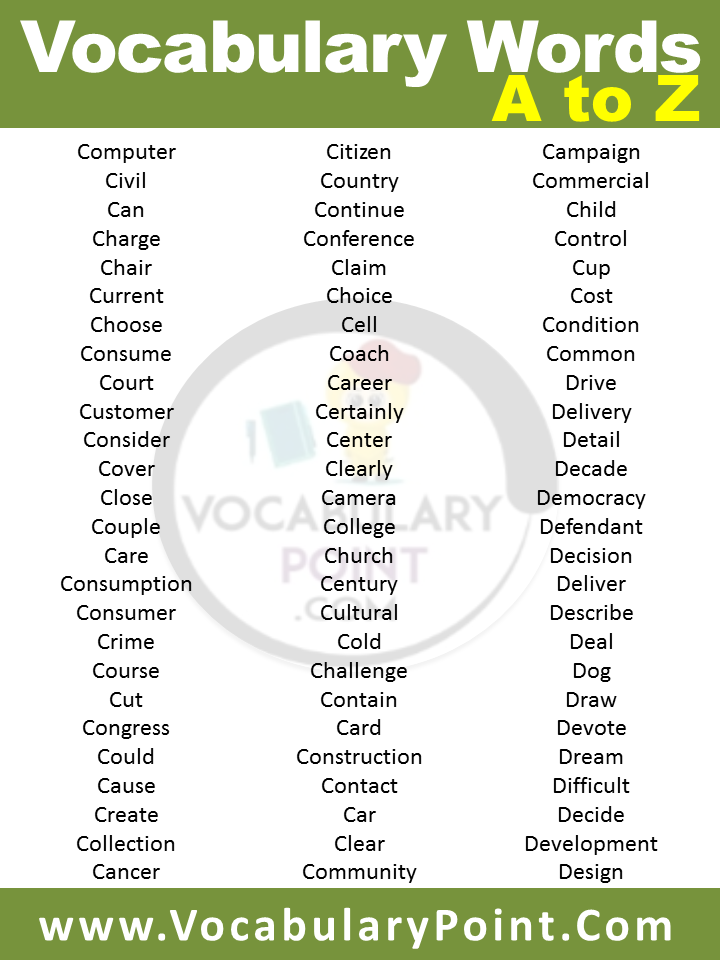 English Vocabulary Words A To Z (Download PDF) - Vocabulary Point