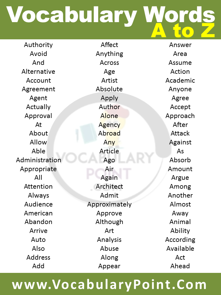vocabulary words list