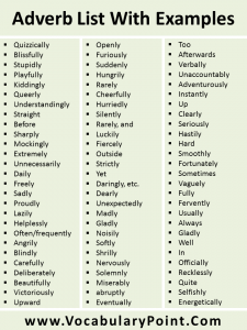 Examples of Adverb Words, Adverbs List with Useful Examples ...