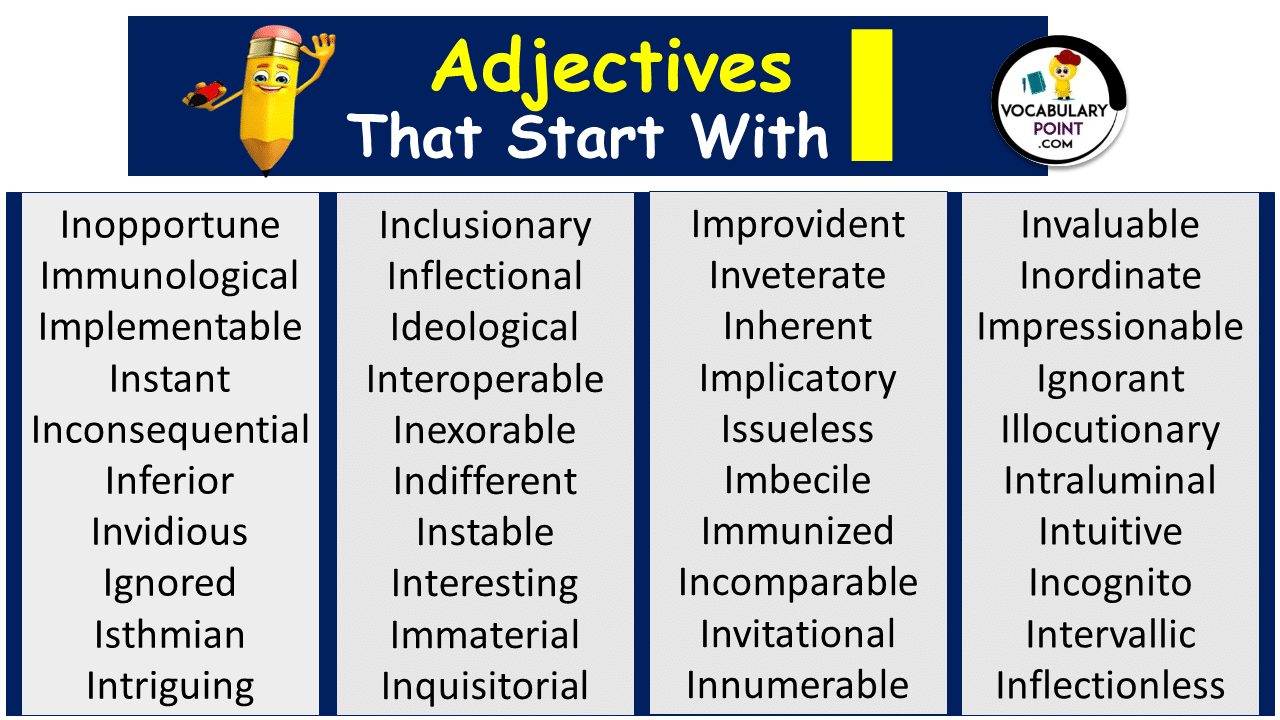 Adjectives Starting With I