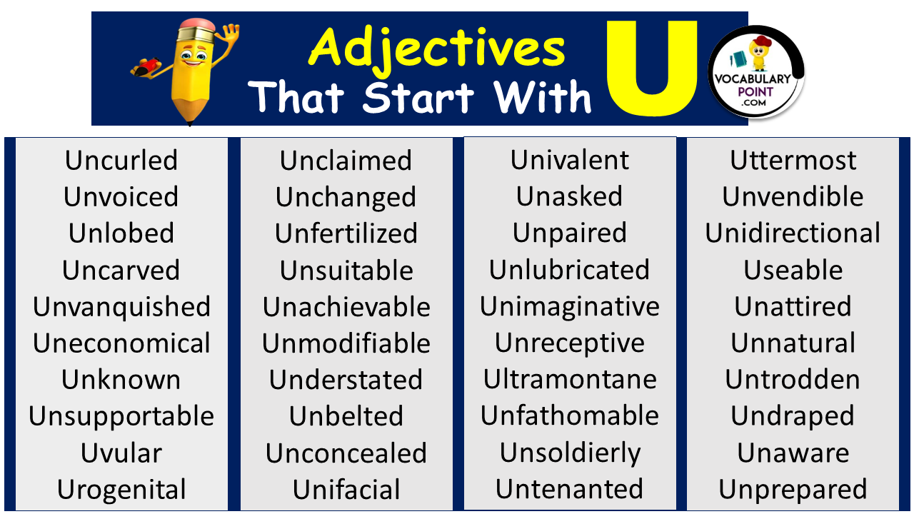 Adjectives Starting With U