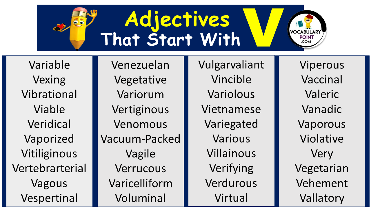 Adjectives Starting With V