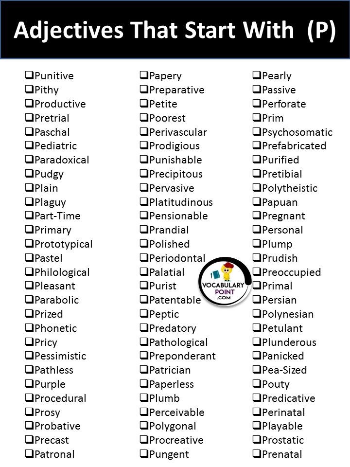 Adjectives That Begin With P