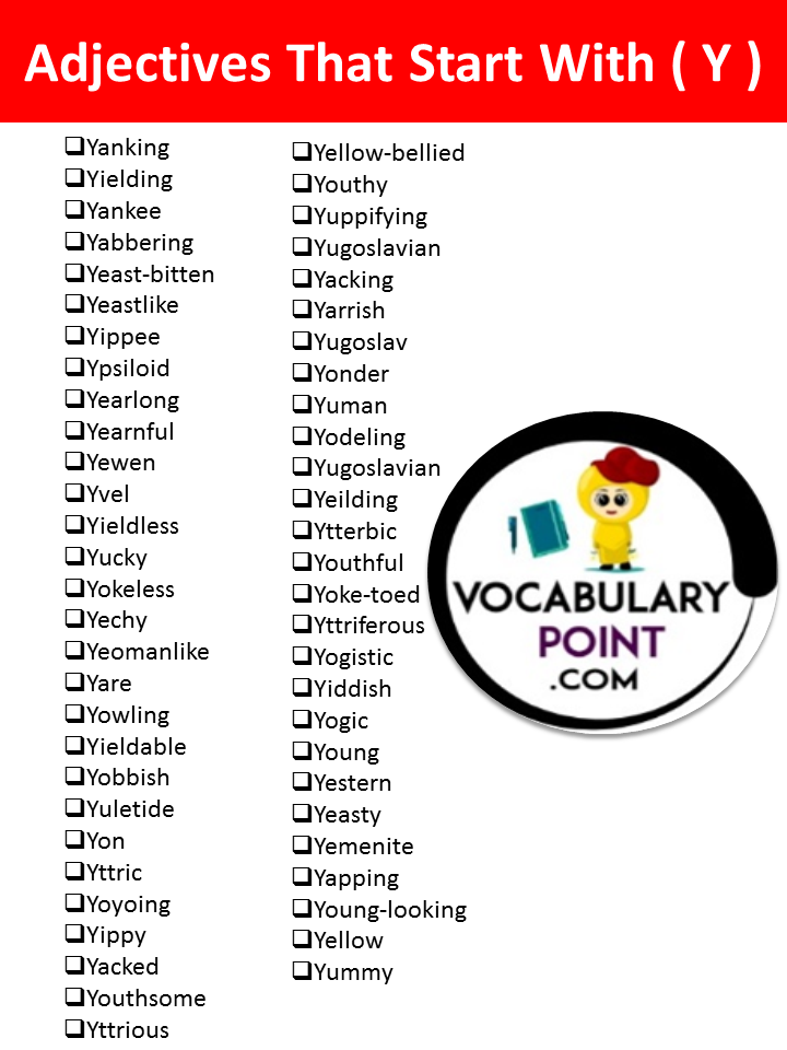 Adjectives That Begin With Y