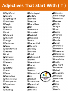 Adjectives That Start With T in English - Vocabulary Point