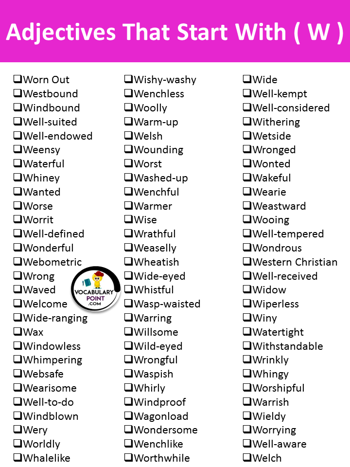 Adjectives That Start With the Letter W