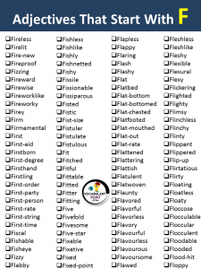 Adjectives That Start With F - Vocabulary Point