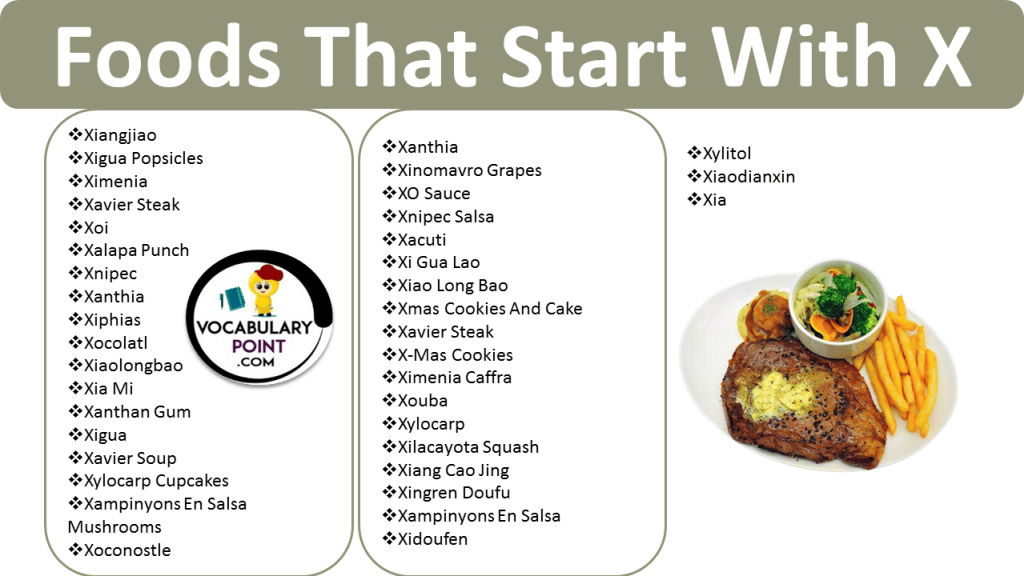 Foods That Begin With the Letter X Vocabulary Point