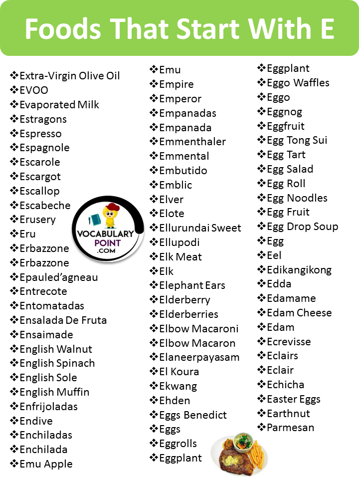 Foods That Start With the Letter E