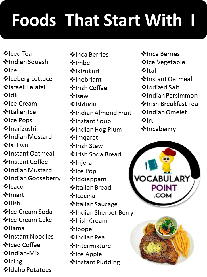 Foods That Start With the Letter I | List of Food Names - Vocabulary Point