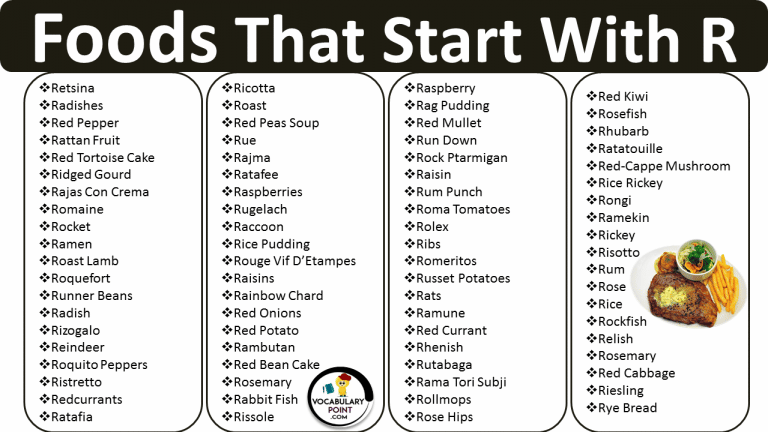 Foods That Start With the Letter R , Food Beginning With R - Vocabulary ...