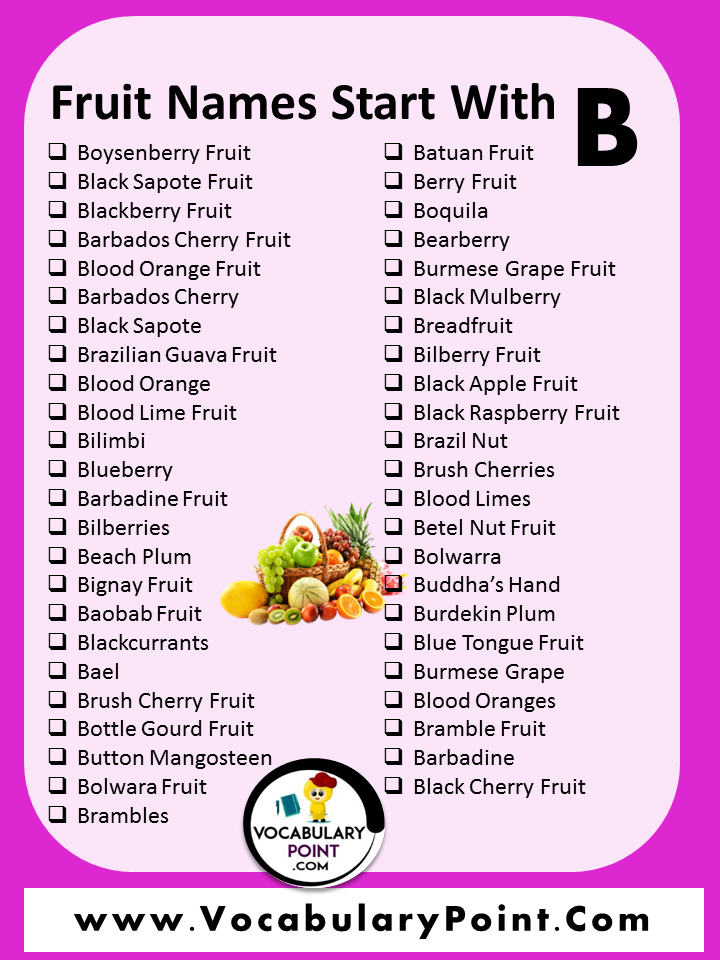 Fruits Name Start With B