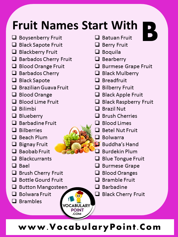 80+ Fruits Starting With B (Properties And Pictures) - Vocabulary Point