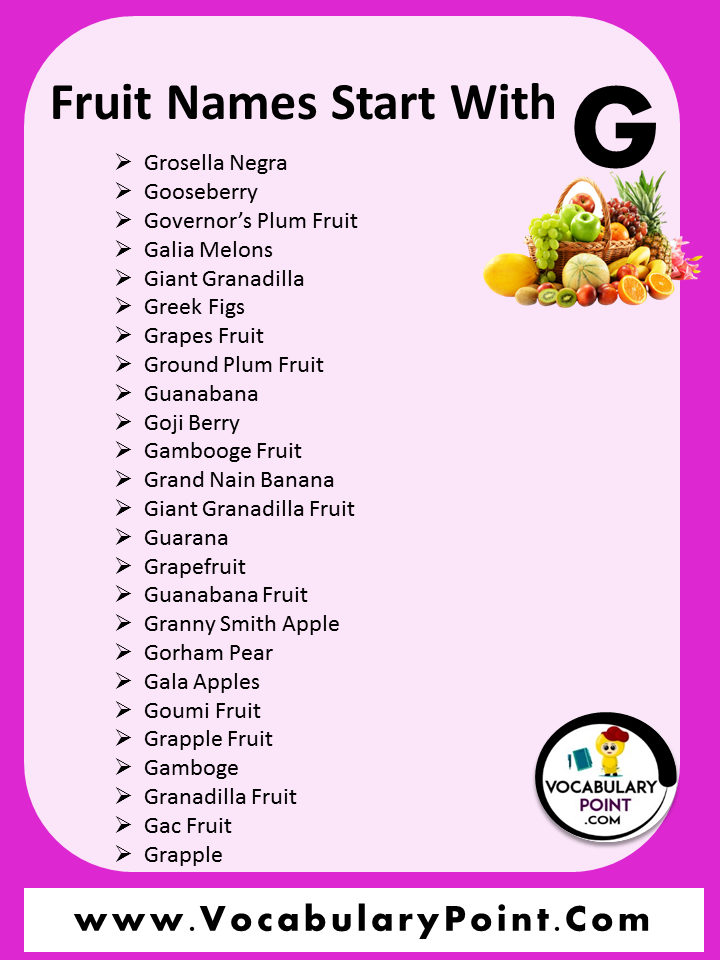 Fruits Name Start With G
