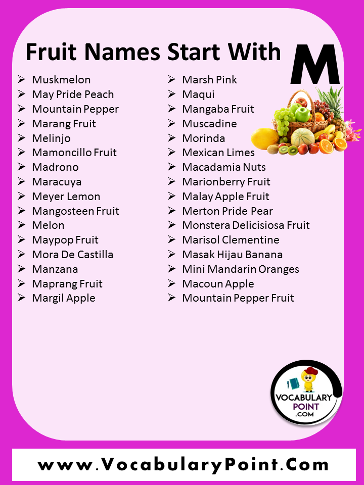 Fruits Start With Letter M