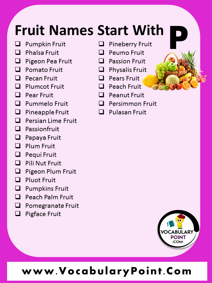 Fruits Start With Letter P