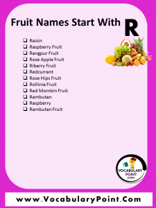 Fruits Starting with R (Properties and Pictures) - Vocabulary Point