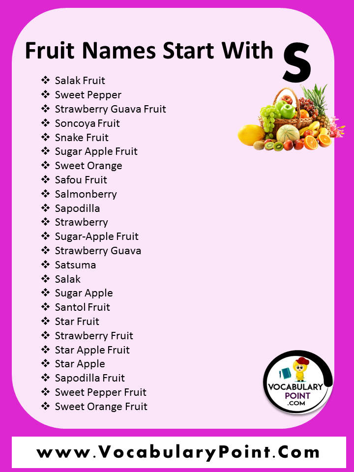 Fruits Start With Letter S